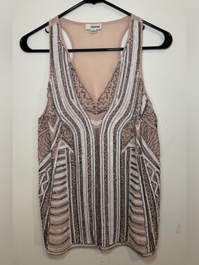 Storee Art Deco Beaded Sequin Tank Top